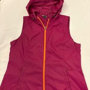 Eddie Bauer Magenta Outdoor Vest with Orange Zipper